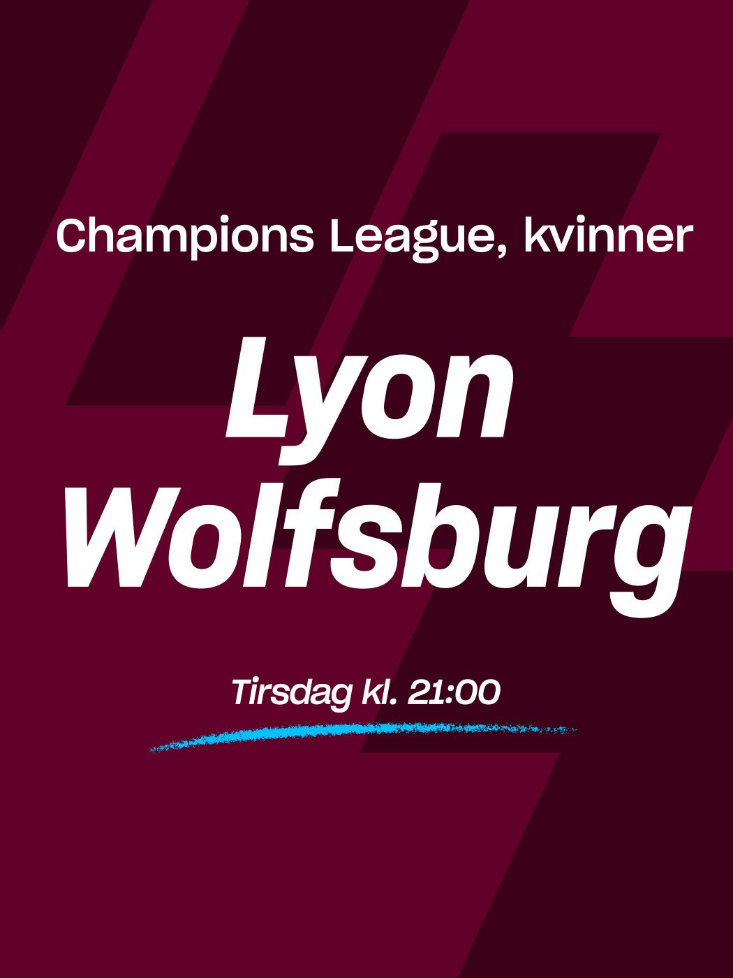 Champions LEague kvinner, Lyon - Wolfsburg, Tirsdag kl. 21:00. spill her