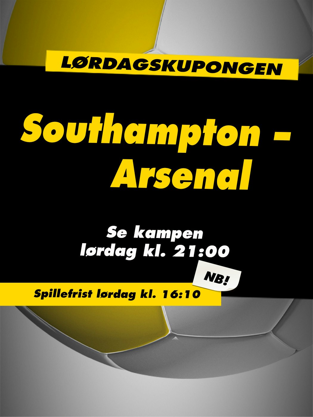 Tipping: Lørdagskupongen med Southampton-Arsenal. Spillefrist lørdag kl. 16:10. Spill Tipping her