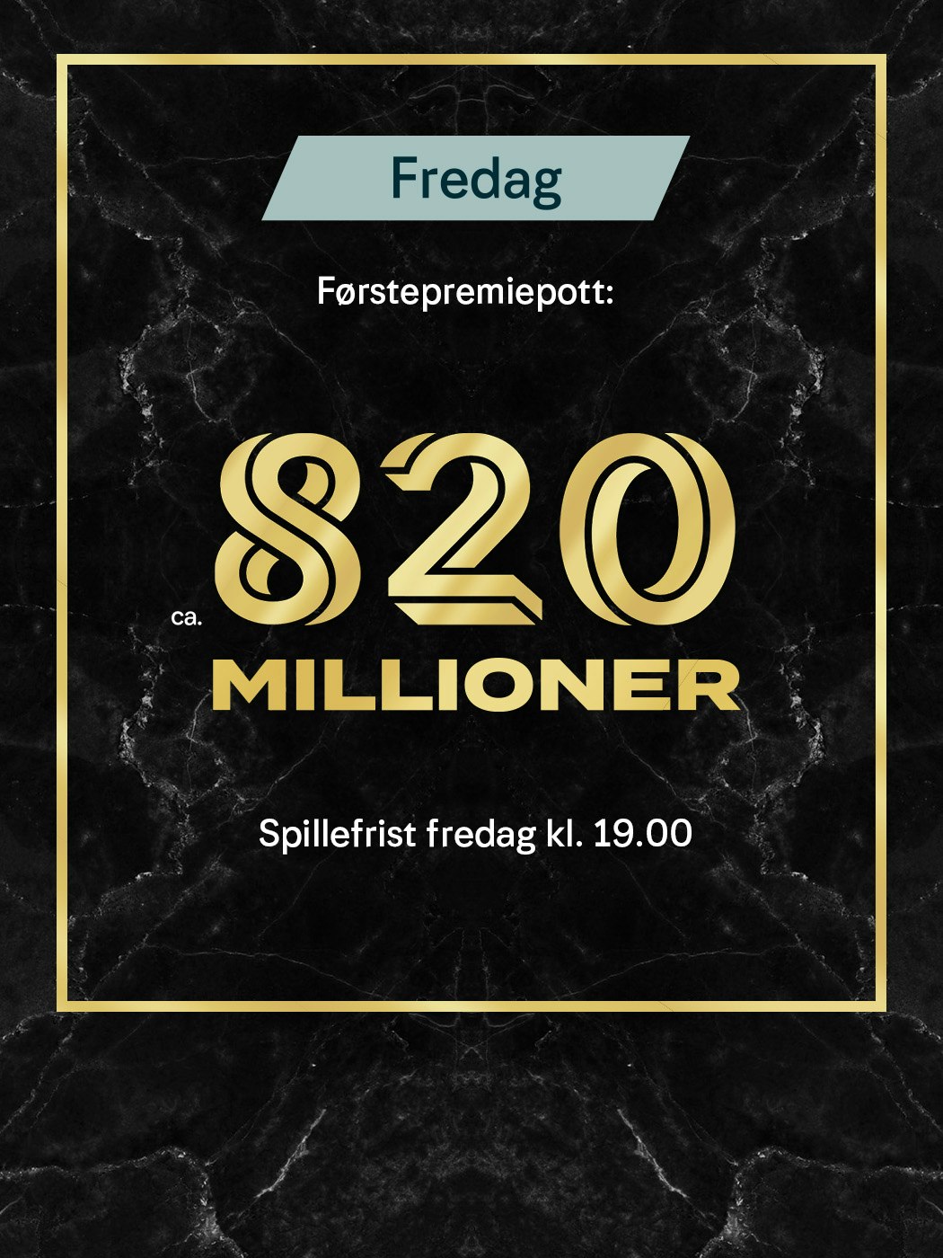 Eurojackpot fredag, ca 820 millioner