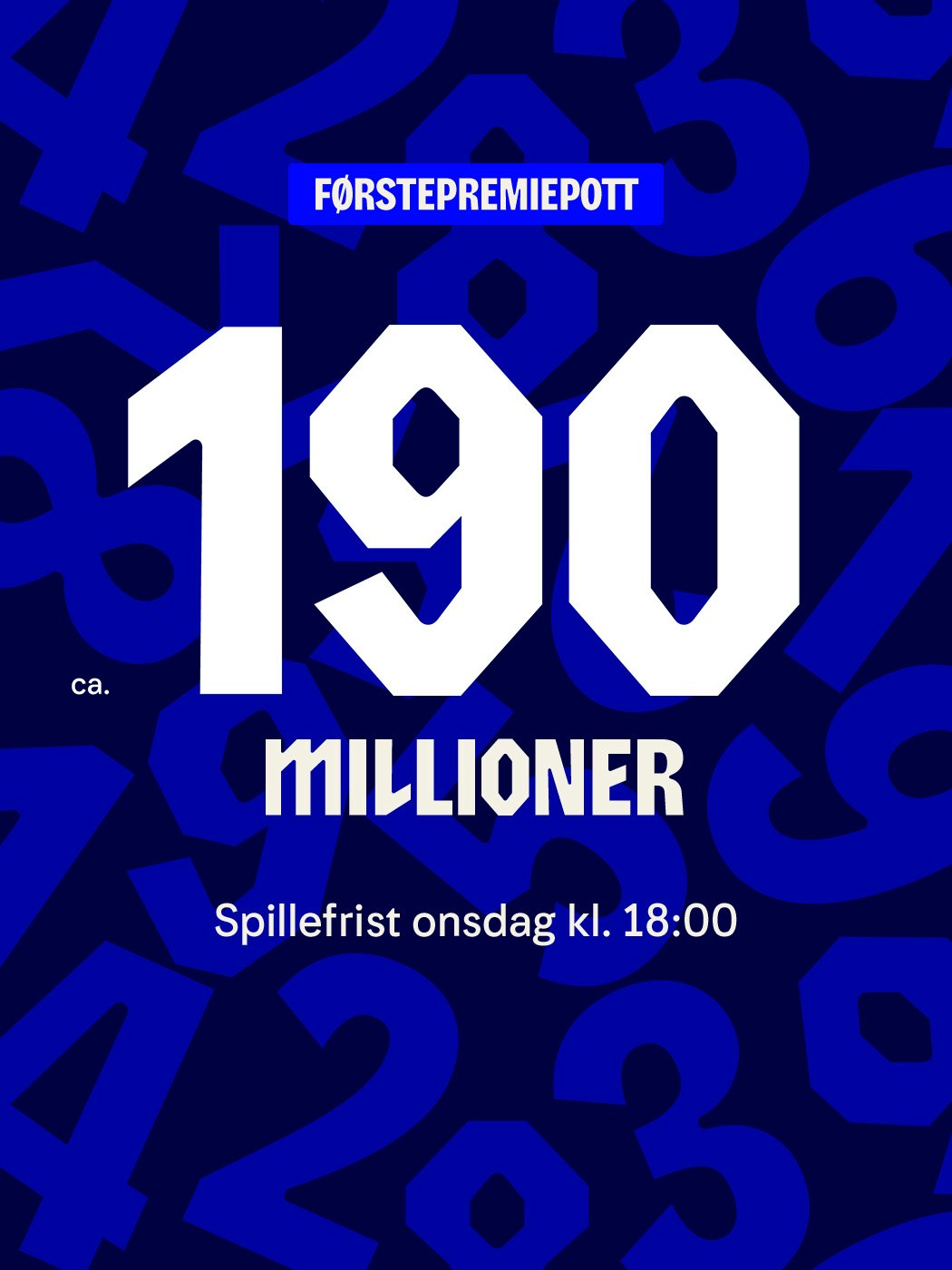 Førstepremiepotten i Vikinglotto ligger nå på ca. 190 millioner kroner. Spillefrist onsdag 18.00