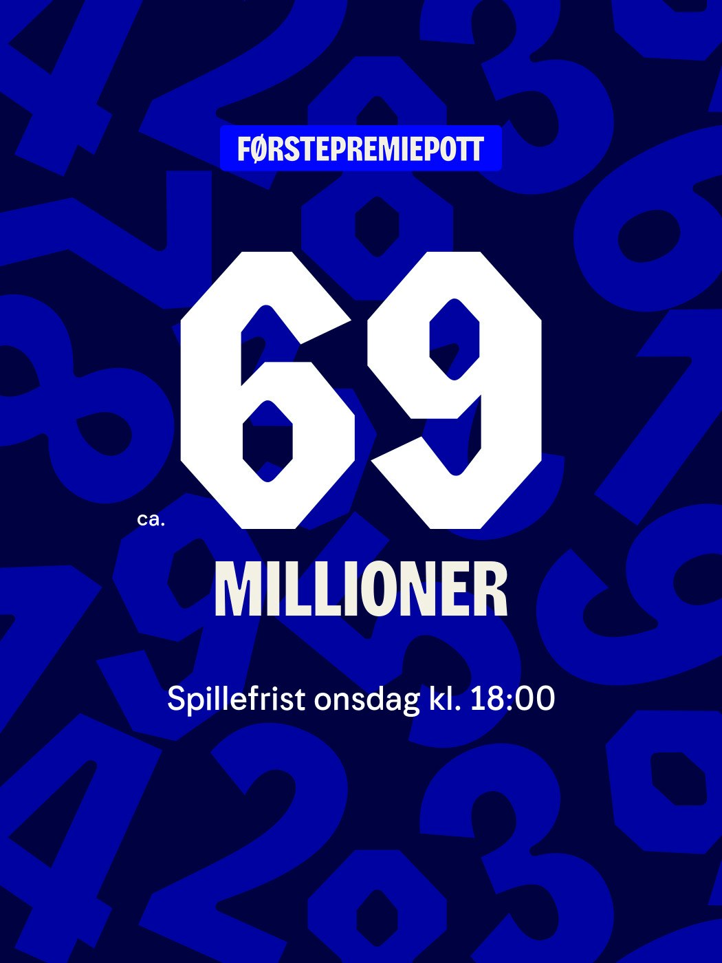 Vikinglotto. Førstepremiepott ca 69 millioner, spillefrist onsdag kl. 18:00. Vinnersjanse 1. premie: 1:61 mill. per rekke - Hjelpelinjen.no. Spill her