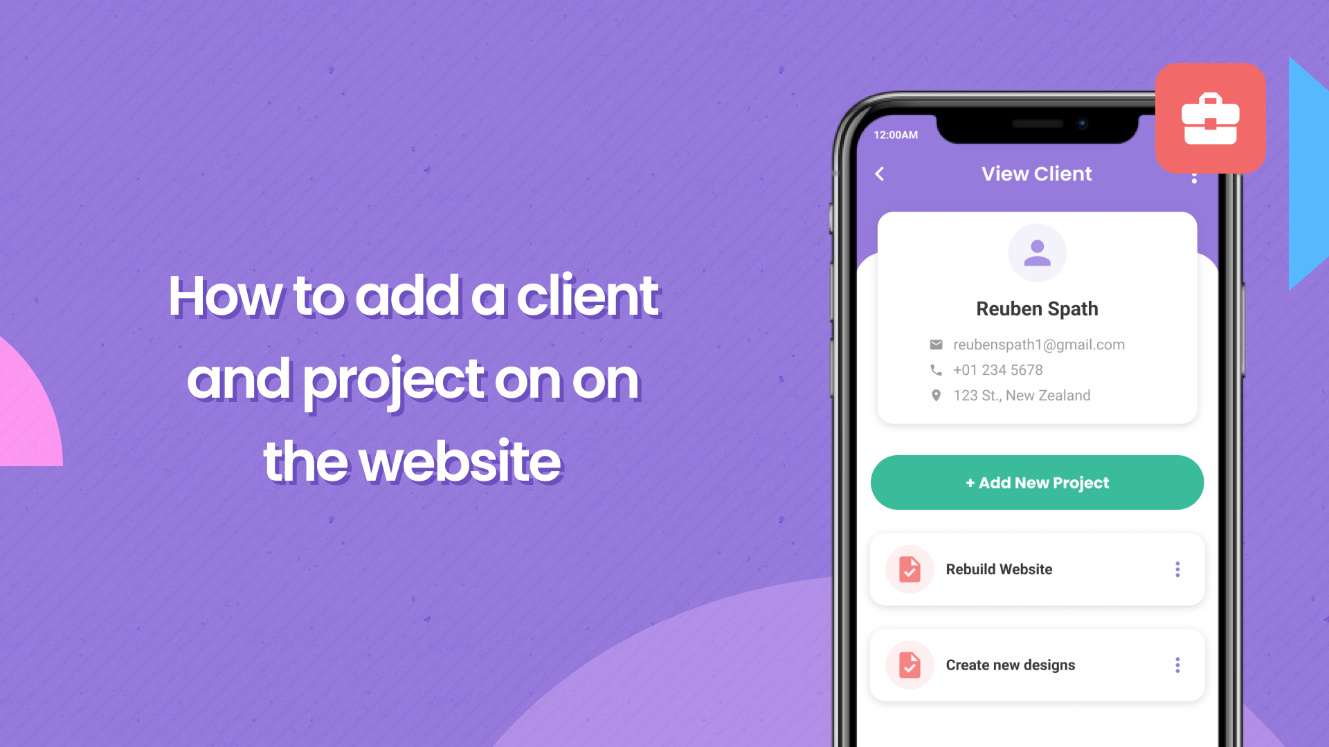 How to add a client and project - Website