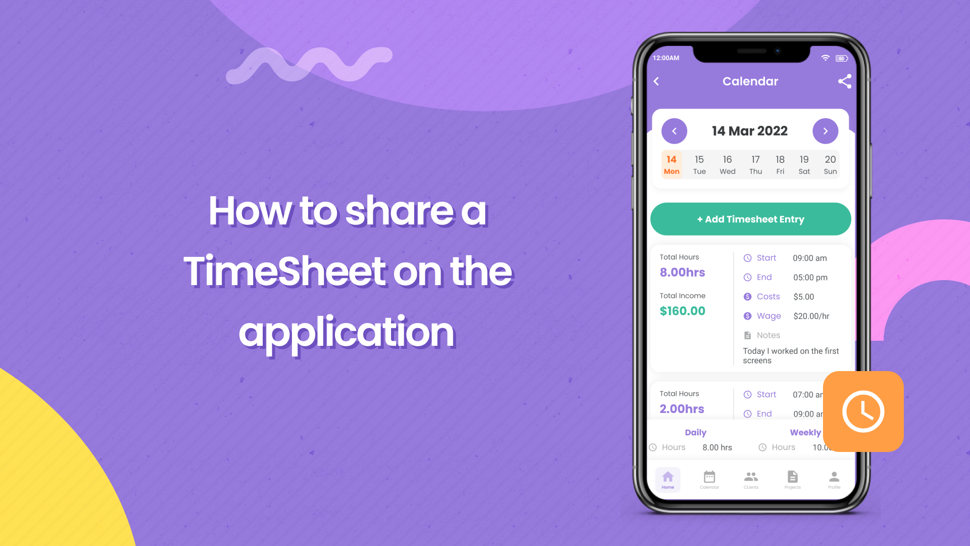 How to share a TimeSheet - Application