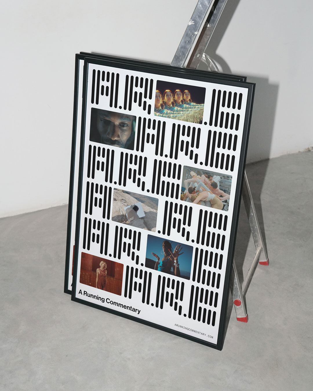 A Running Commentary branded photo collage board display design by Two Times Elliott