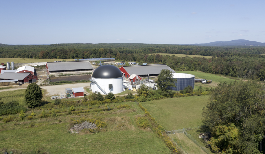 Anaerobic digestion facility on a farm, generating renewable energy from food waste recycling