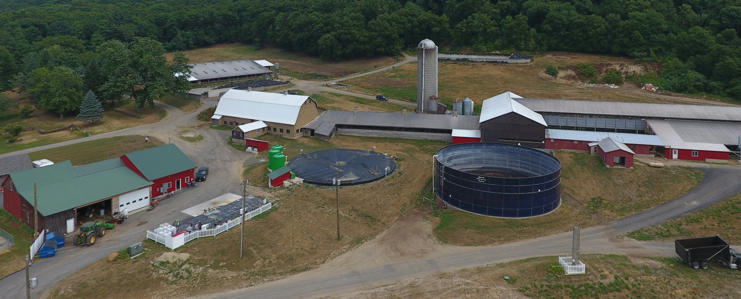 Anaerobic digestion facility on a farm, generating renewable energy from food waste recycling