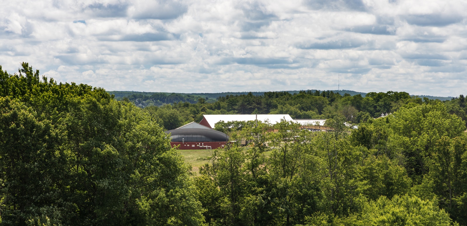 Anaerobic digestion facility on a farm, generating renewable energy from food waste recycling