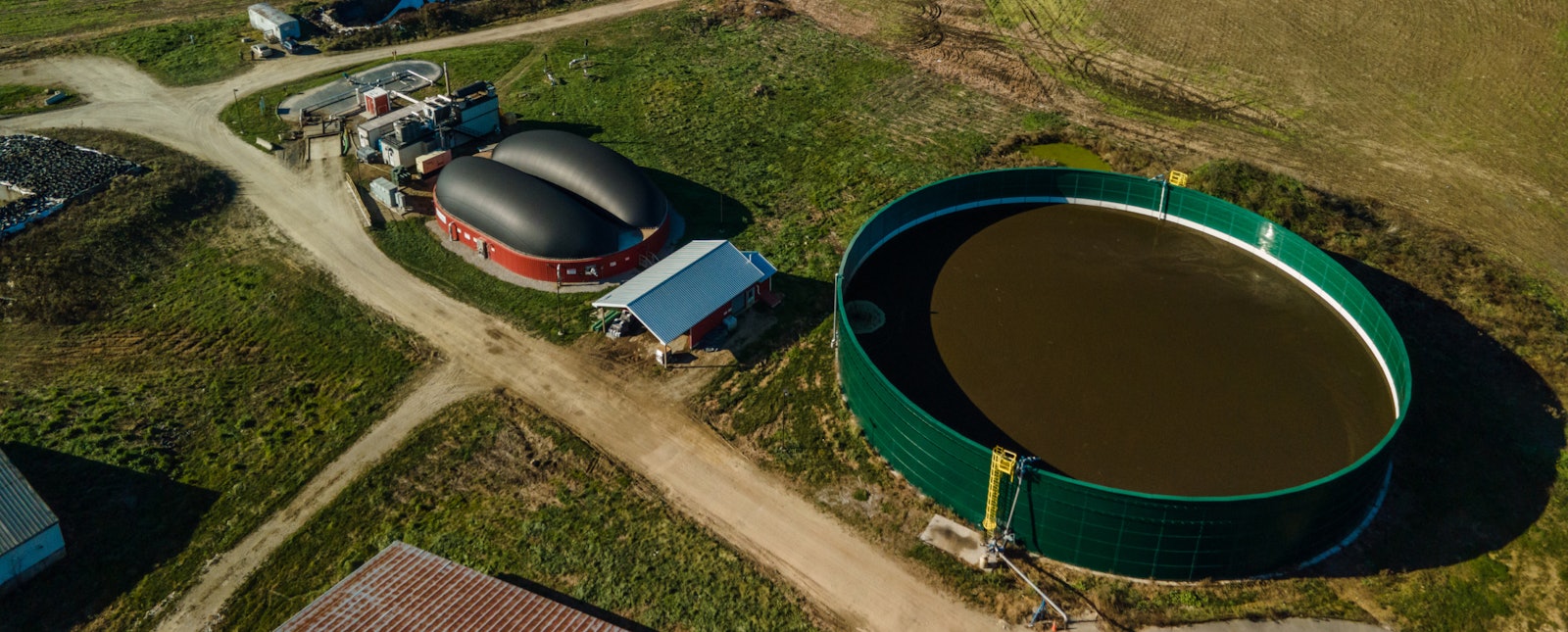 Anaerobic digestion facility on a farm, generating renewable energy from food waste recycling