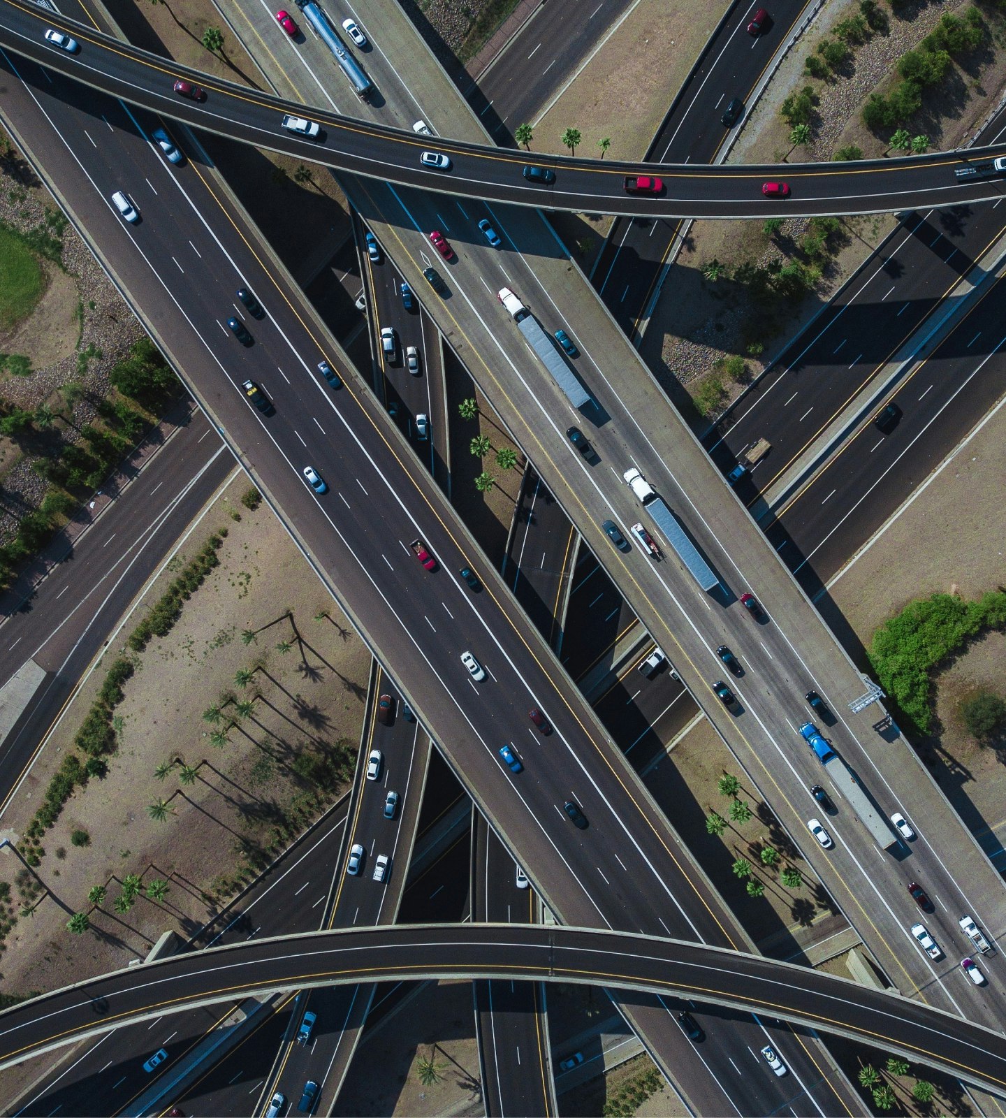Highways with cars representing the need for renewable energy