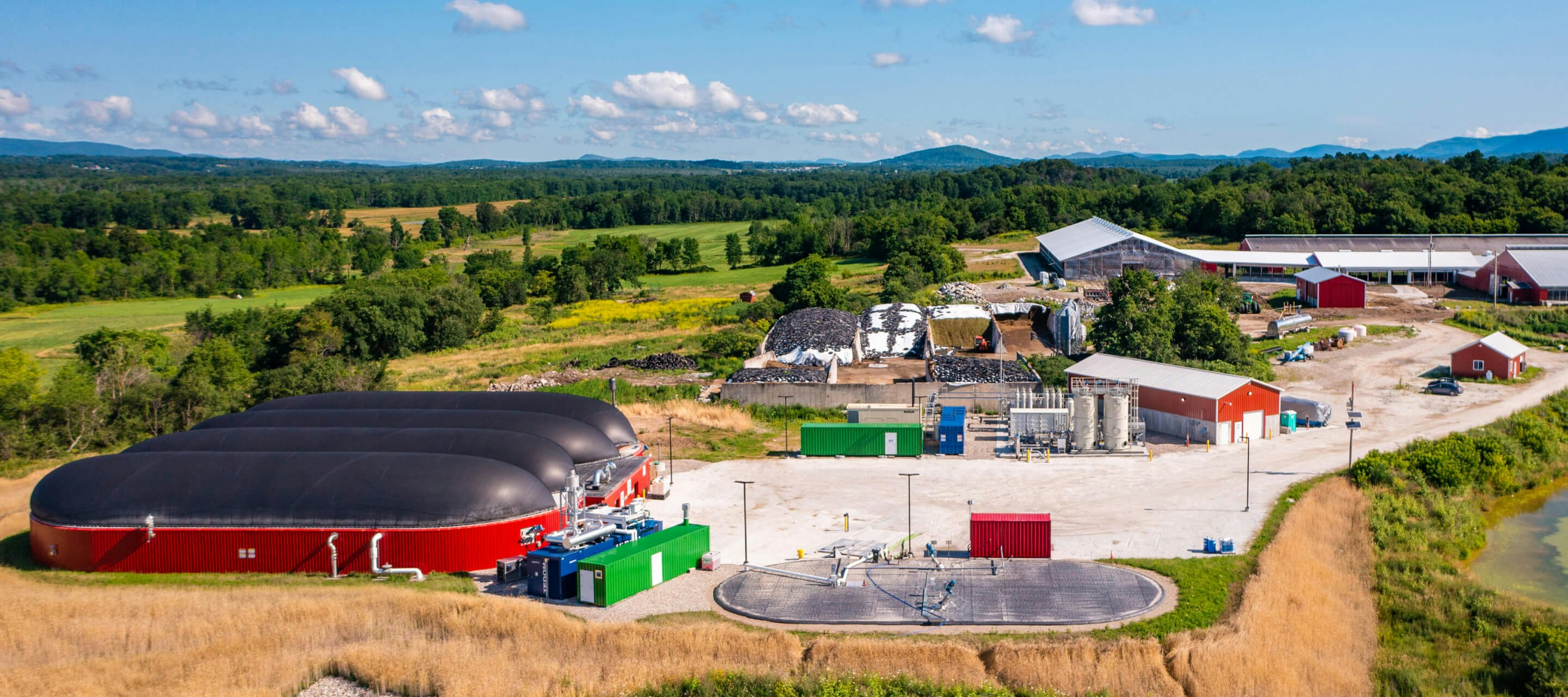 Anaerobic digestion facility on a farm, generating renewable energy from food waste recycling