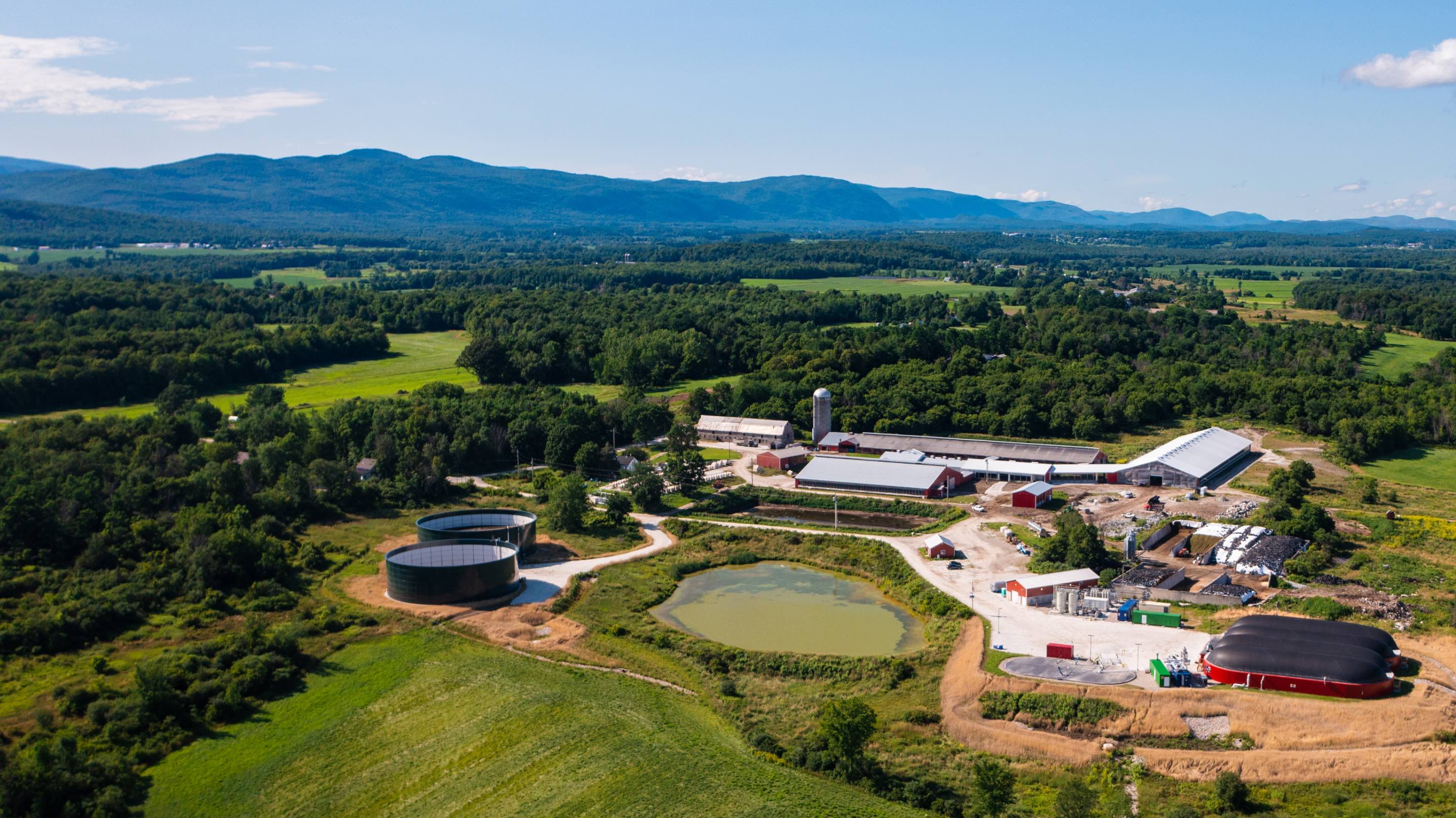 Anaerobic digestion facility on a farm, generating renewable energy from food waste recycling