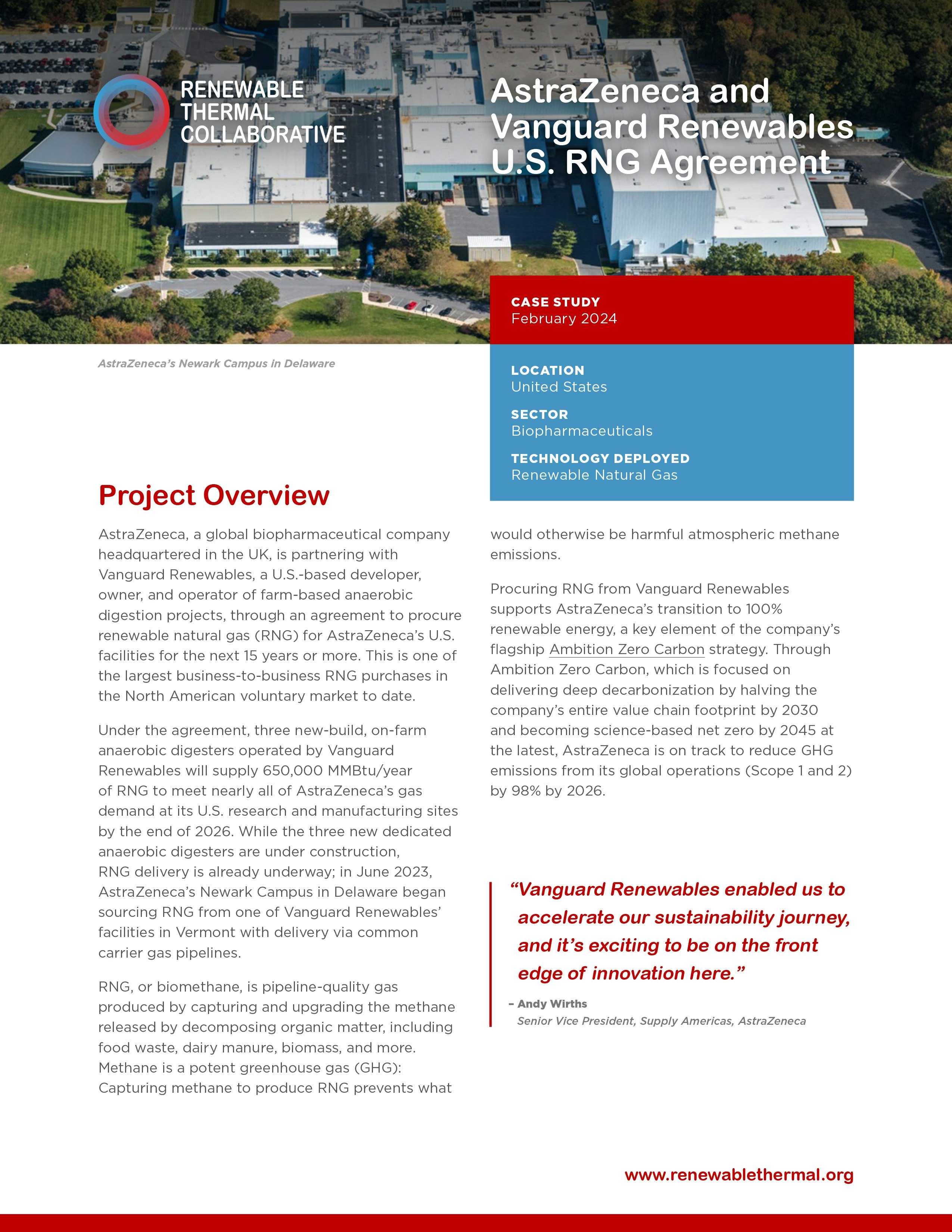 Case Study: AstraZeneca and Vanguard Renewables U.S. RNG Agreement