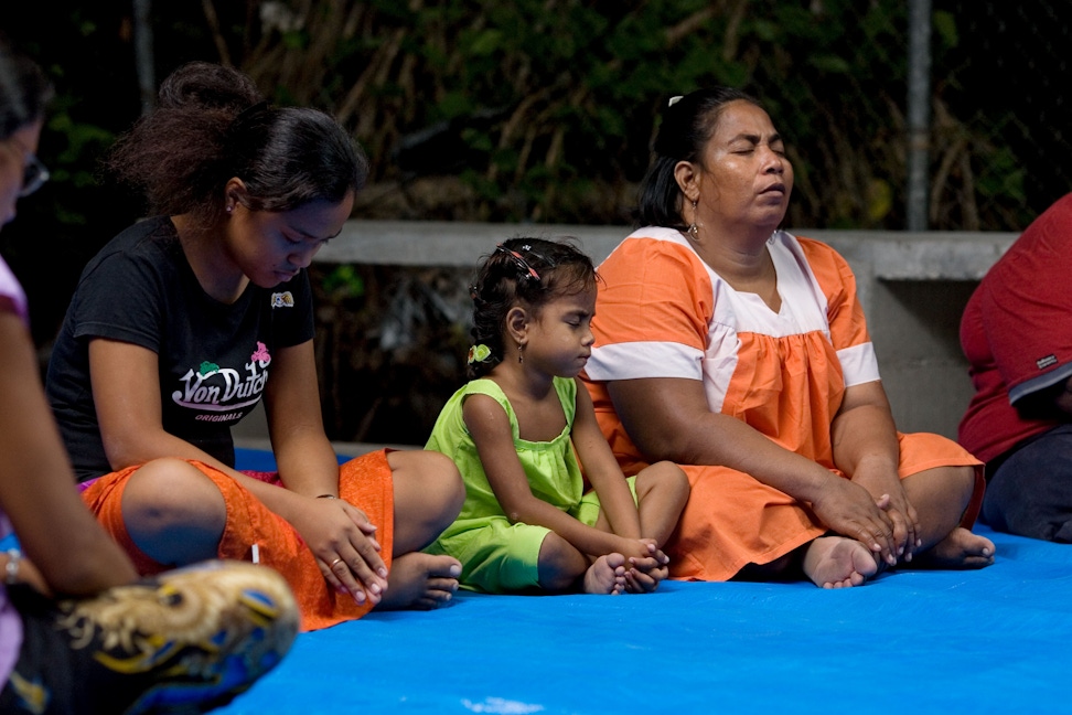 A devotional gathering in South Tarawa, Kiribati
