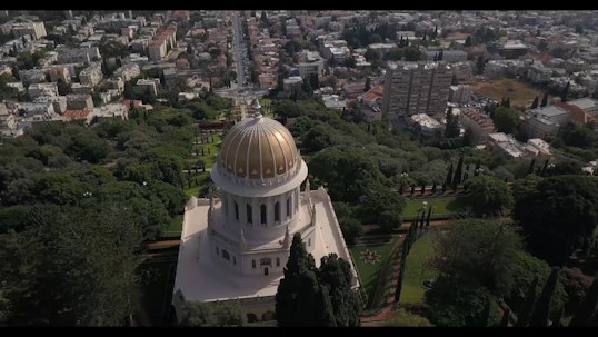 Aerial footage #1 of the Shrine of the Báb