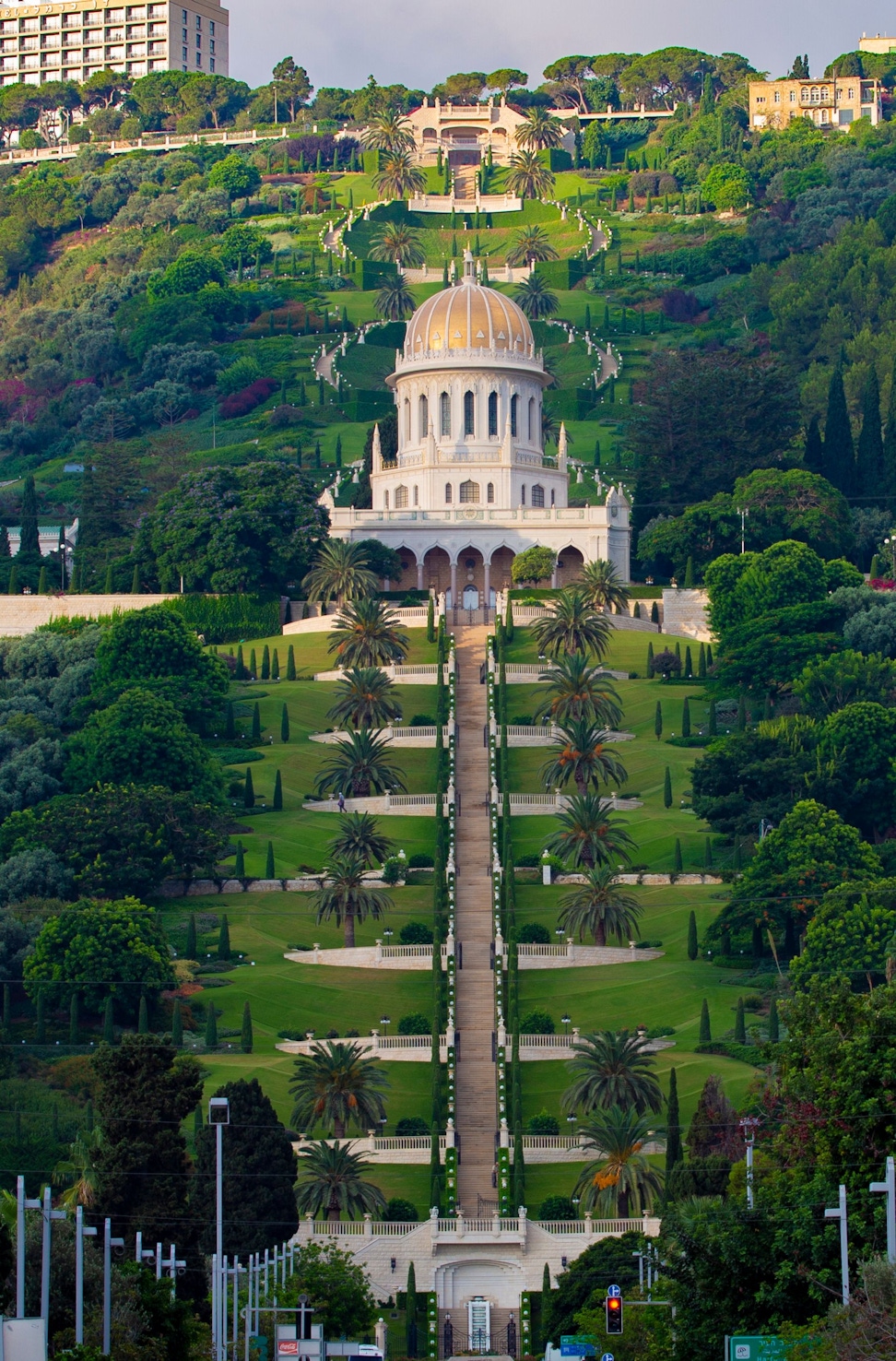 The Shrine of the Báb sits in the middle of 19 magnificent terraces on Mt. Carmel in Haifa.