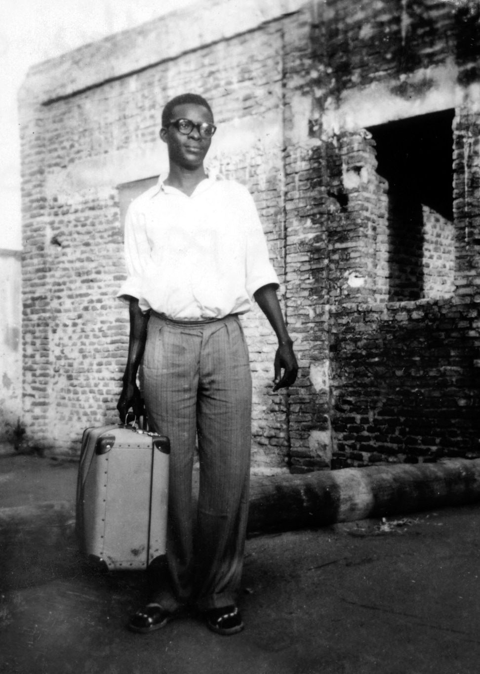 Early Cameroonian Baha'i and pioneer James Mbu on his way to Northern Ghana in 1956