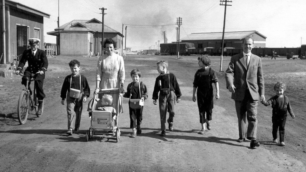 Gerda and Martin Aiff with their six children, following their arrival in South West Africa, 1959