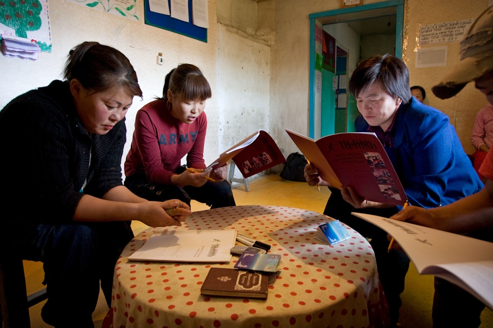 A Bahá’í study circle at the Baha'i centre in Murun, Mongolia