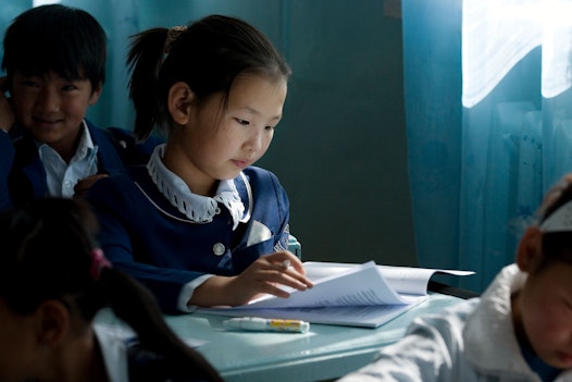 A group studying the spiritual empowerment of junior youth at a school in Sainshand, Mongolia