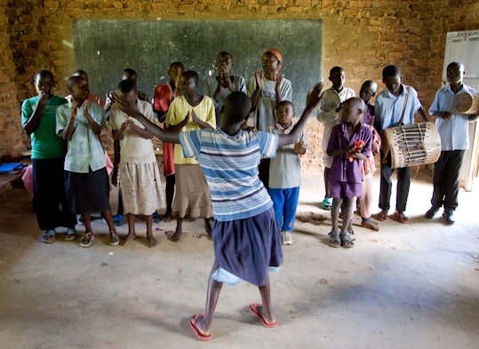 A group of youth singing Bahá’í prayers in Kakamega, Kenya