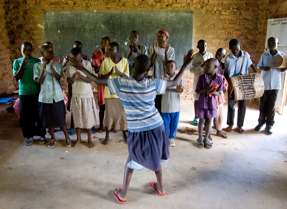 A group of youth singing Baha'i prayers in Kakamega, Kenya
