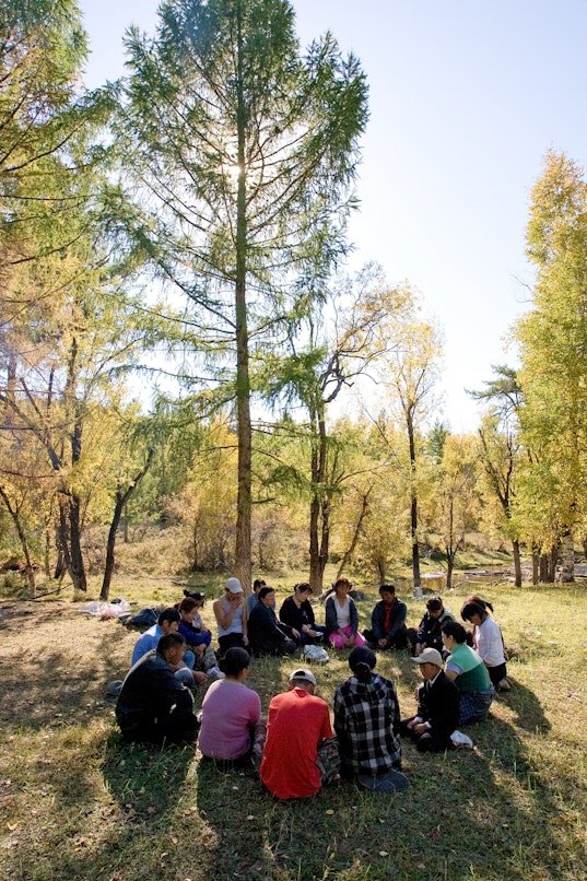 A devotional gathering in Erdenbulgan, Mongolia