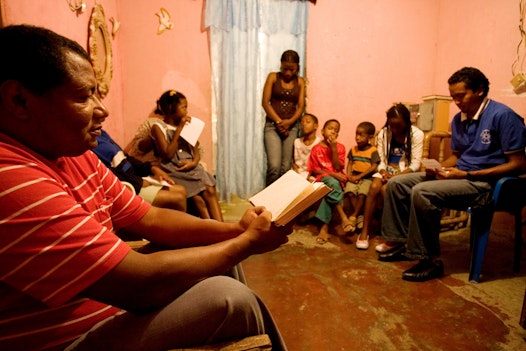 A devotional gathering in Puerto Tejada, Colombia