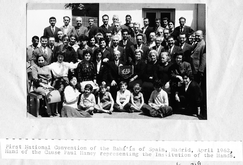 Participants of the first National Convention in Madrid, Spain, with Hand of the Cause Paul Haney, April 1962