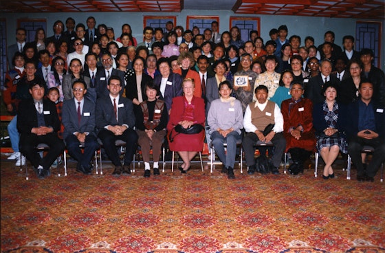First National Convention of the Bahá’ís of Mongolia with Hand of the Cause Amatu’l-Bahá Rúhíyyih Khánum (center), April 1994