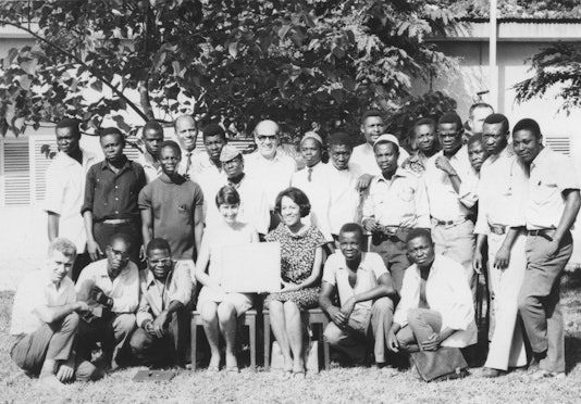 Participants of the first National Convention of Central Africa with Hand of the Cause Abu’l-Qásim Faizi, April 1970