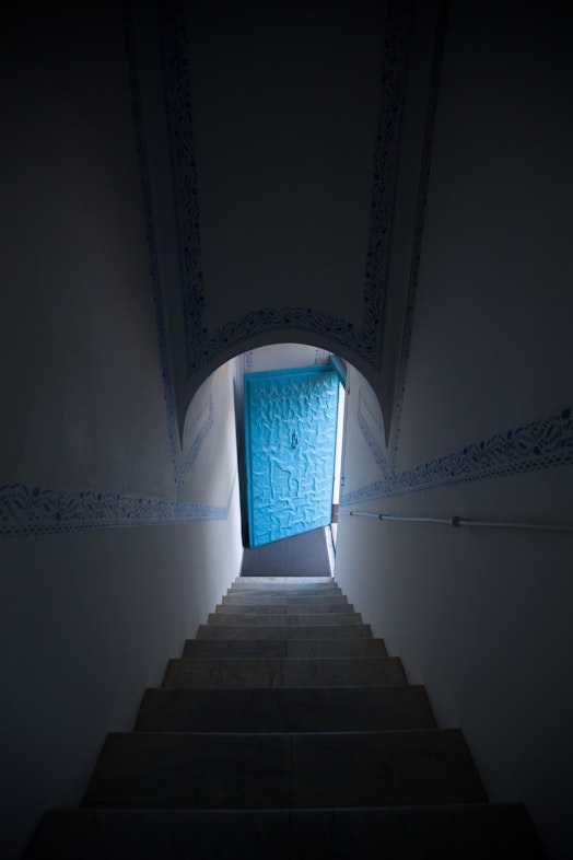 Door and staircase leading to upper floor of the Mansion of Bahjí