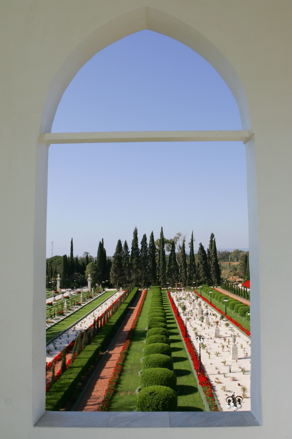 View of the gardens from the balcony of the Mansion of Bahjí
