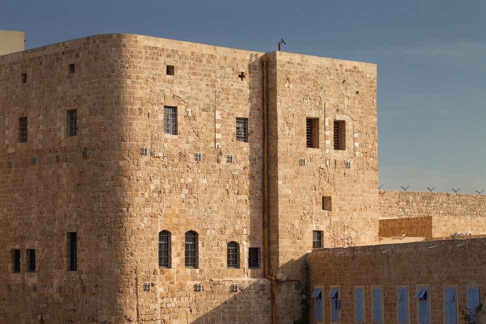 Prison of ‘Akká, where Bahá’u’lláh was incarcerated for a period of over two years -- the two windows farthest right on the second floor show the room that Bahá’u’lláh occupied in the prison