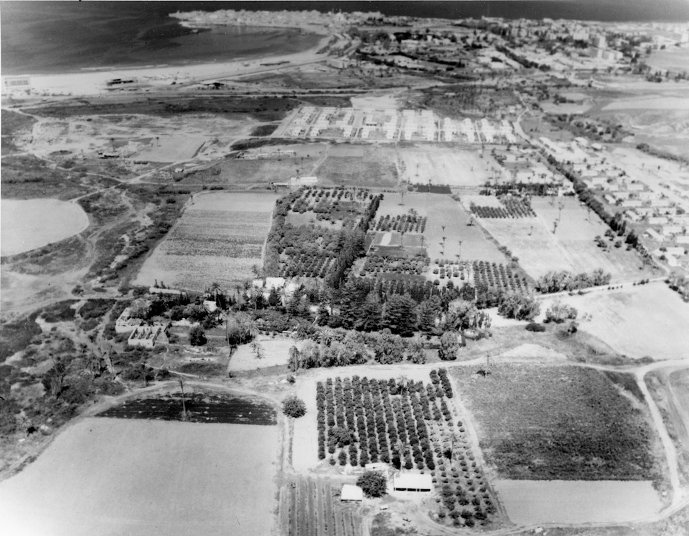 Aerial view of Riḍván Garden, May 1967