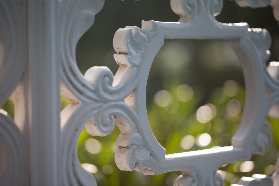 Bench detail at the Riḍván Garden