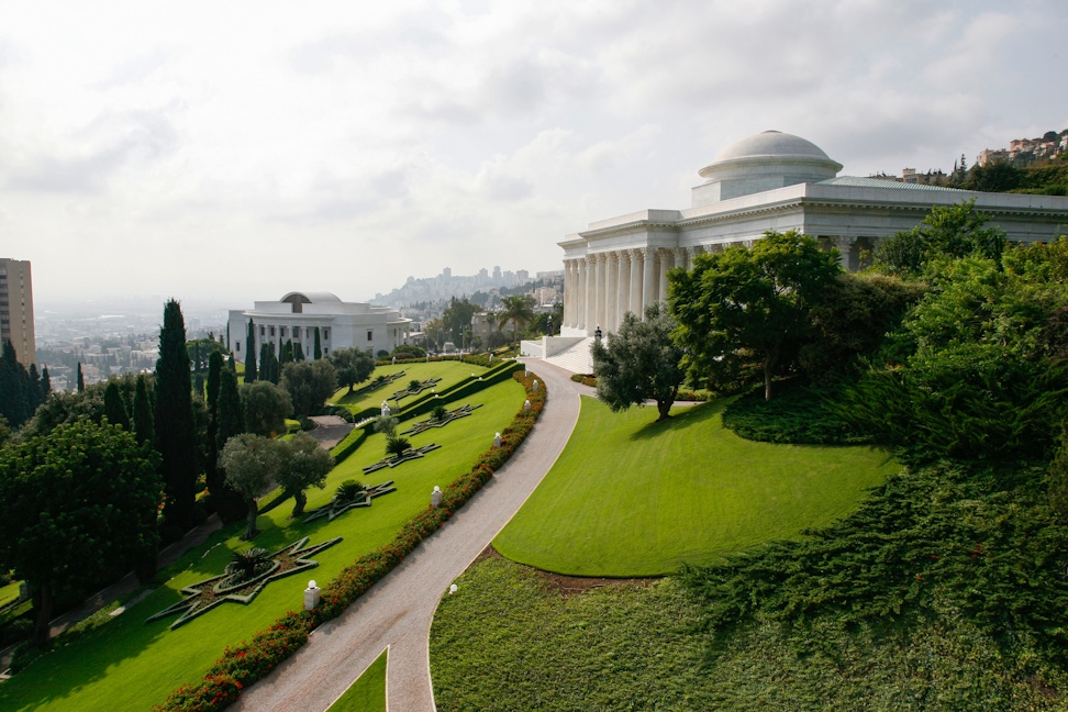 Seat of the Universal House of Justice (right) and International Teaching Centre (left) on the Arc