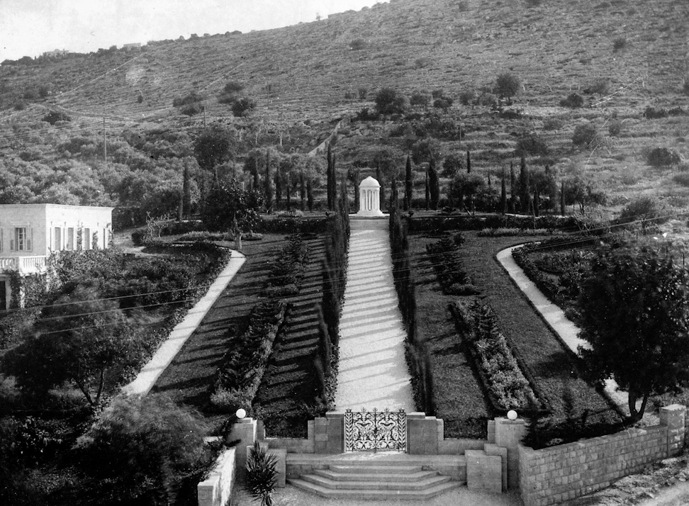 Resting Place of the Greatest Holy Leaf, (Bahíyyih Khánum), the daughter of Bahá’u’lláh, in the Monument Gardens, 1930s