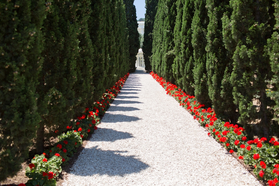 Pathway to the Resting Place of the Greatest Holy Leaf, (Bahiyyih Khánum), the daughter of Bahá’u’lláh, in the Monument Gardens