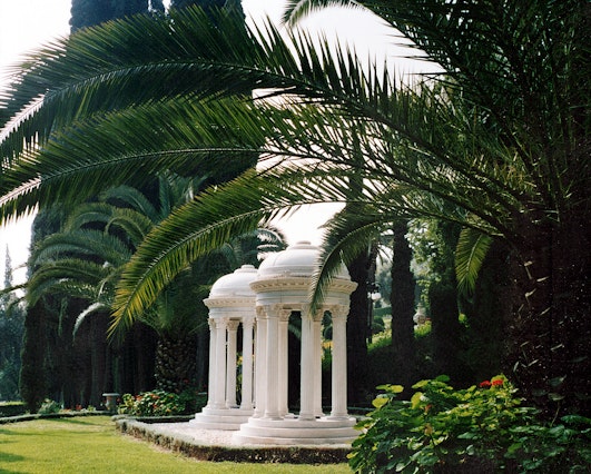 Resting Places of the Purest Branch (Mírzá Mihdí), the son of Bahá’u’lláh, and Navváb (Ásíyih Khánum), the wife of Bahá�’u’lláh, in the Monument Gardens