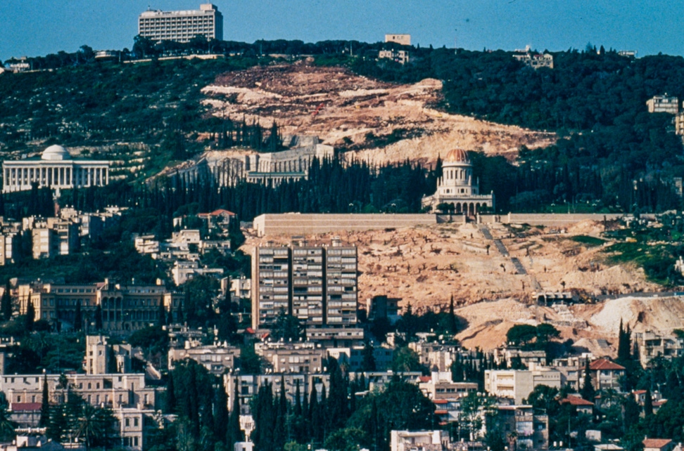 Construction of the Terraces of the Shrine of the Báb 1991