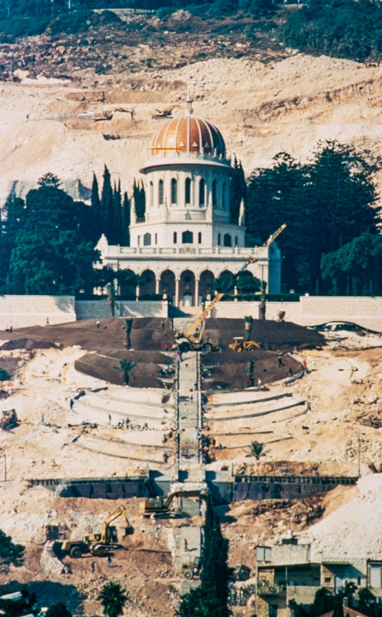 Construction of the Terraces of the Shrine of the Báb 1991
