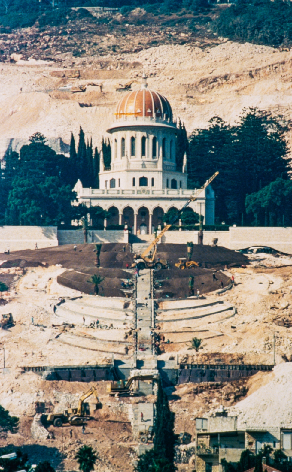Construction of the Terraces of the Shrine of the Báb 1991