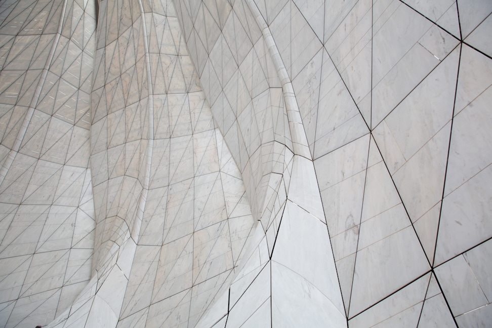 Marble interior surface of the nine panels of the Continental Bahá’í House of Worship of South America (Santiago, Chile)