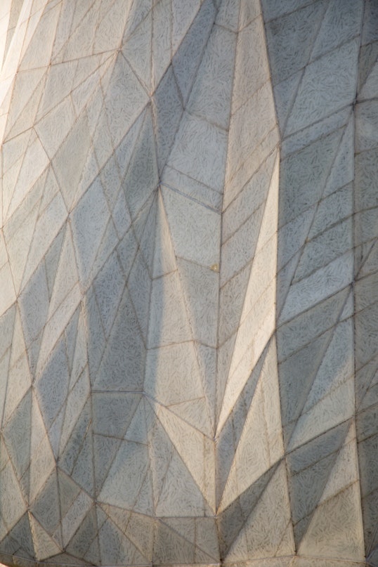 Glass exterior surface of the nine panels of the Continental Bahá’í House of Worship of South America (Santiago, Chile)