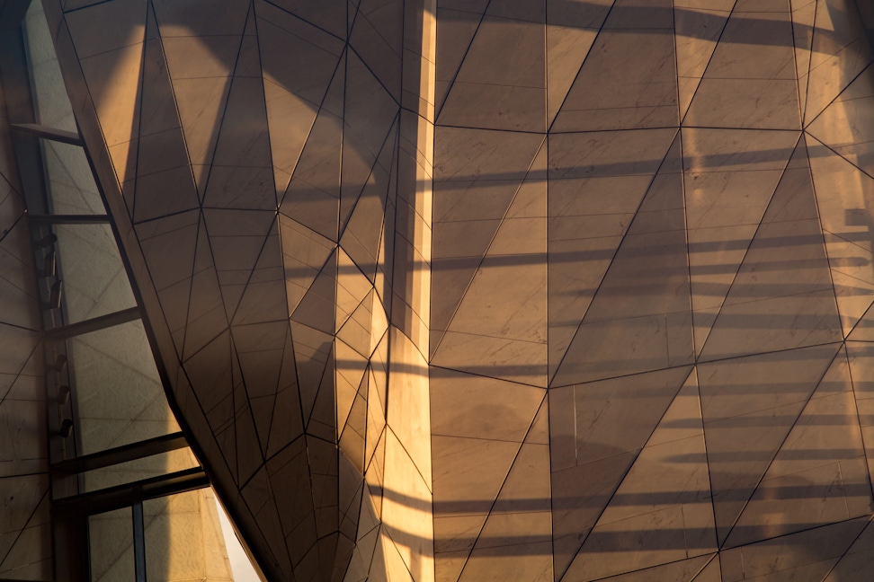 Marble interior surface of the nine panels of the Continental Bahá’í House of Worship of South America (Santiago, Chile)