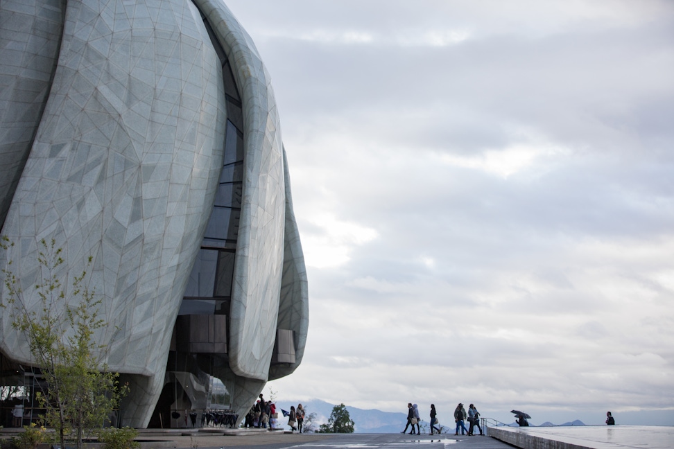 Visitors approaching the Continental Bahá’í House of Worship of South America (Santiago, Chile)