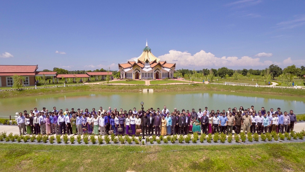 The first group of visitors to the Local Bahá'í House of Worship in Battambang, Cambodia
