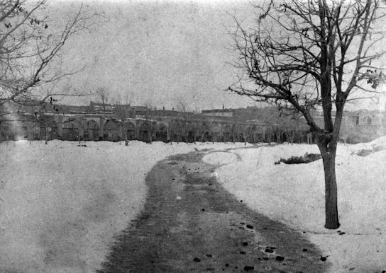 Distance view of the Barracks Square in Tabríz where the Báb was martyred. Photos taken in the dead of winter of a later year