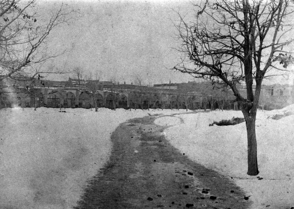 Distance view of the Barracks Square in Tabríz where the Báb was martyred. Photos taken in the dead of winter of a later year