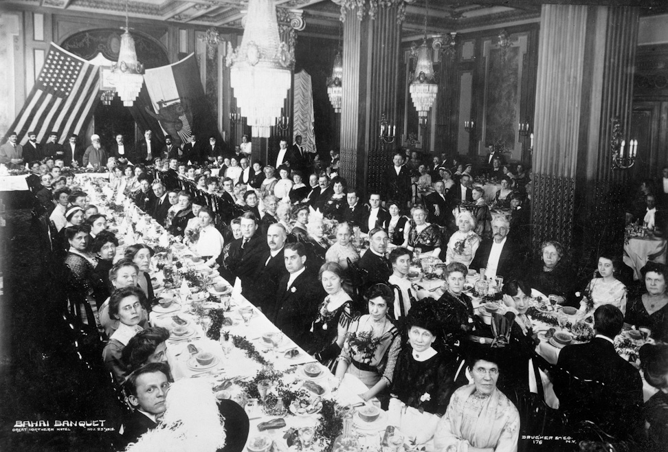 ‘Abdu’l-Bahá at a banquet given in His honor at the Great Northern Hotel, New York, New York, 23 November 1912